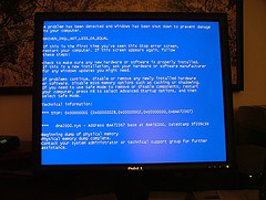 Monitor with blue screen