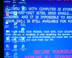 Large fonts on a blue screen