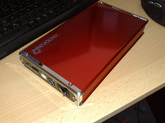 Red external hard drive